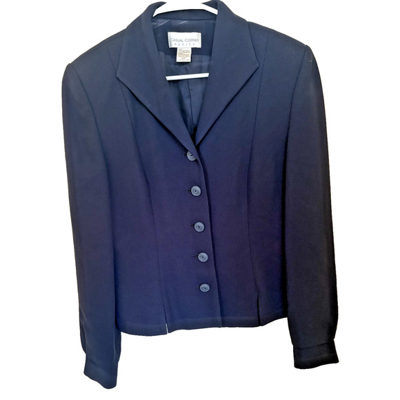 Women's Casual Corner Navy 5-Button Blazer Jacket Size 10 Petite - Picture 1 of 5